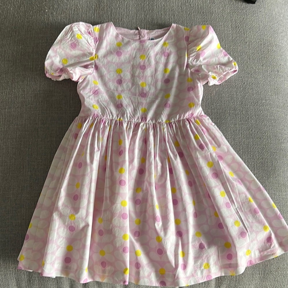 Jacadi Pink and Yellow Casual Puff Sleeve Dress